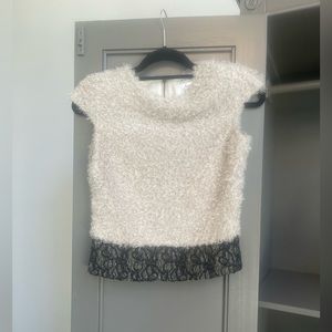 Mixed media w exposed zipper top